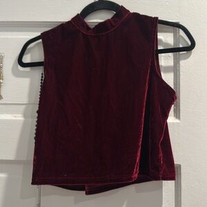 Velvet Sleeveless Top - Burgundy